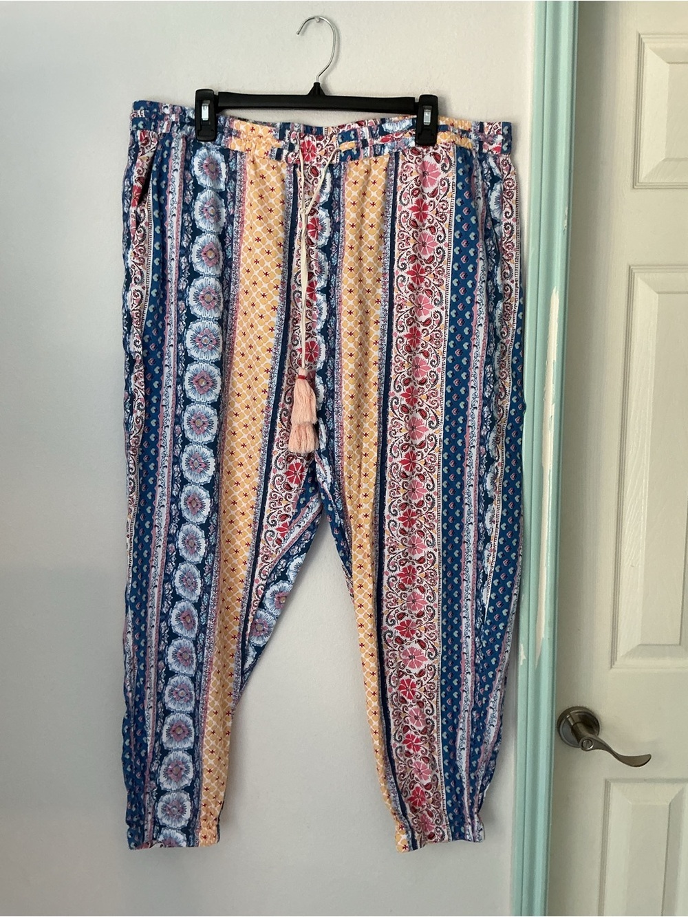 Sundance Jessenia Jogger Multicolor Bohemian Print Pants Size XL